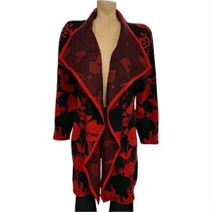 Orange Stylish Red and Black Open Front Cardigan Size XL